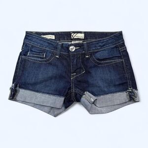 William Rast Cuffed Denim Shorts 23 Made in USA Y2K Low Rise Jean